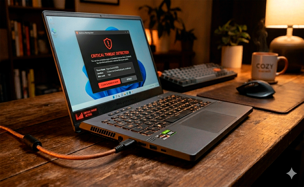 Alerta de antivirus en computadora