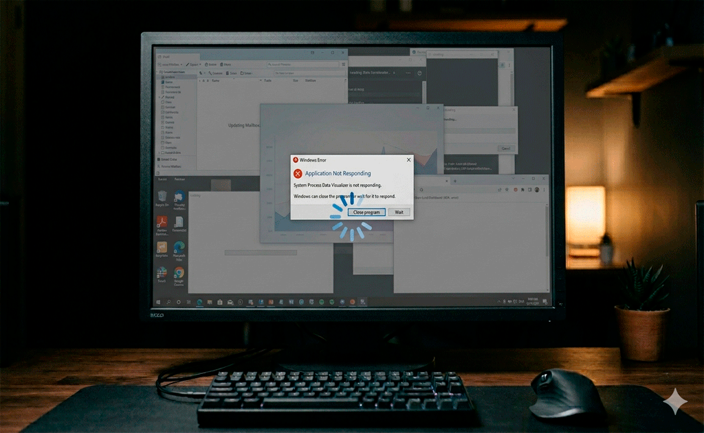 Pantalla congelada con error en computadora
