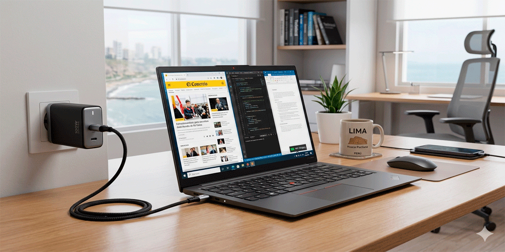 Laptop funcionando correctamente con cargador de mayor amperaje