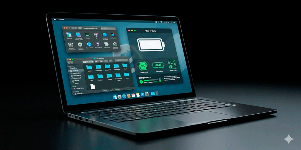 Laptop con señales de advertencia por fallas de hardware