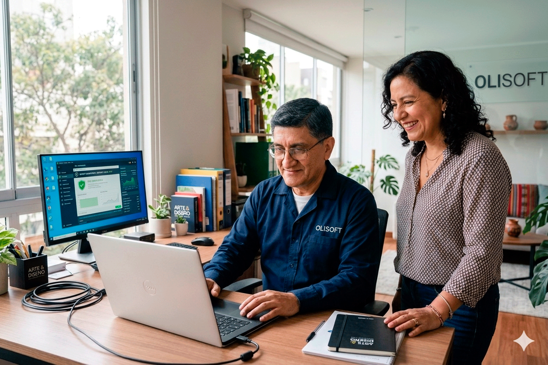 Técnico de OLISOFT reparando una computadora para un cliente en Perú en un entorno de hogar u oficina